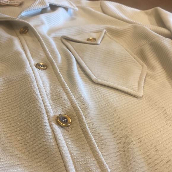 First Edition Dallas Suit Jacket Women Small Cream Gold Button Retro Knit - Picture 4 of 6